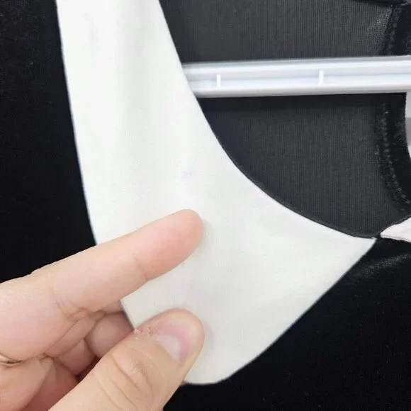 Hot Topic Black & White Collar Velvet Mini Dress Women's Size XXL Fit & Flare - Picture 11 of 11